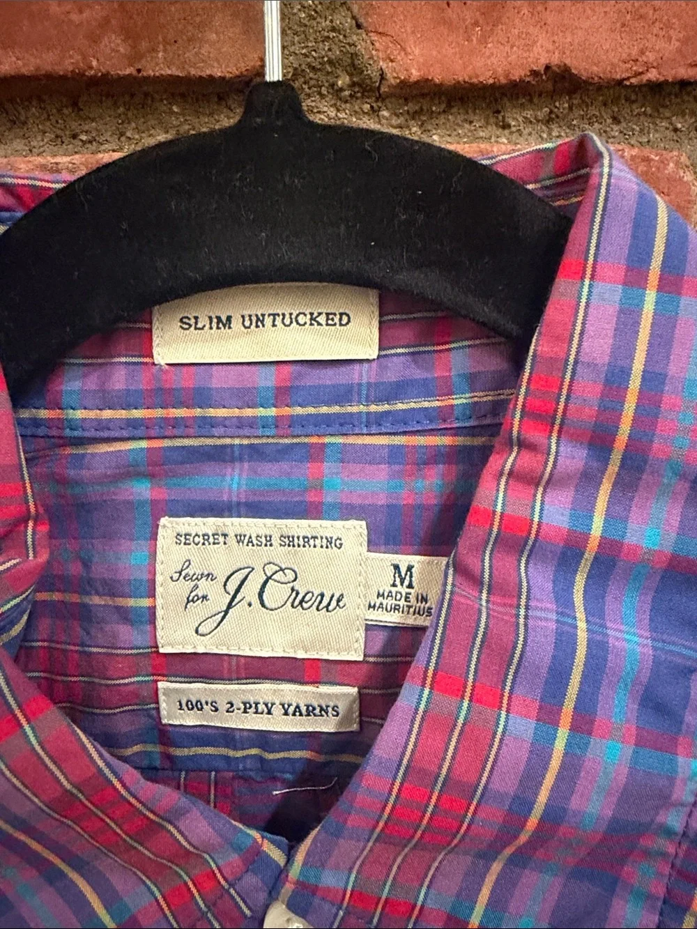 J. Crew Red and Purple Plaid Long-Sleeve Button-Down Shirt